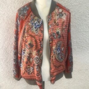 Blue b. Reversible Paisley Satin Bomber Jacket Women's Size M